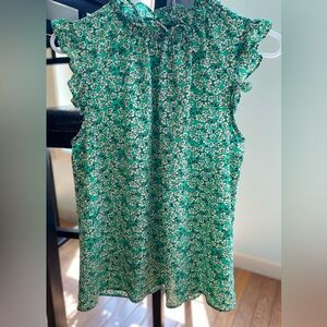 EUC W5 from Anthropology Floral Green Sleeveless blouse